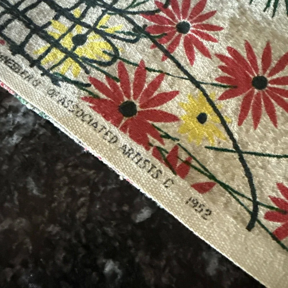VTG 1952 Riverdale Barkcloth Fabric Panel 23